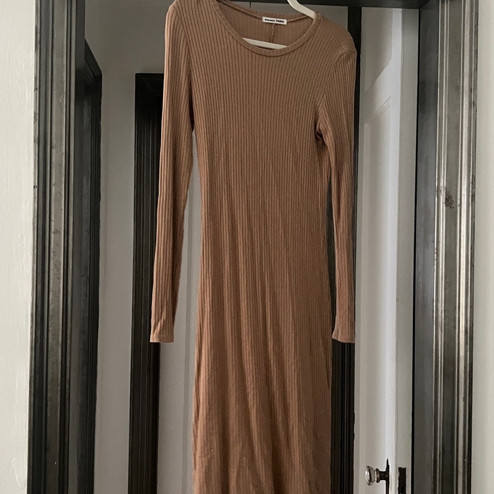 Reformation Tan Ribbed Dress